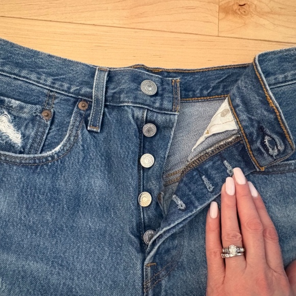 Levi's 501 Premium Distressed Denim Jean Shorts - Picture 3 of 9